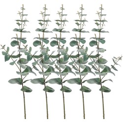 Set van 5x stuks Eucalyptus kunstbloemen takken 68 cm decoratie - Kunstplanten