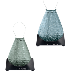 Lumiz Solar Buitenlampionnen Whitehaven Set - Tulip lampionnen inclusief 2 metalen platen - Sage Green - Grijs Blauw