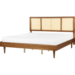AURAY - Tweepersoonsbed - Lichthout - 180 x 200 cm - Rubberhout