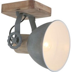 Mexlite - spot - Gearwood - grijs - metaal rubber wood - opbouwspot - E27 - 7968GR