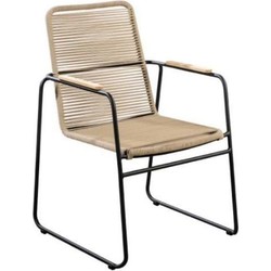 Wasabi stackable dining chair alu black/rope natural - Yoi