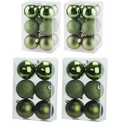 Kerstversiering set kerstballen appelgroen 6 en 8 cm - 36x stuks - Kerstbal