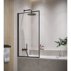 Badplaats Badwand Fes 80 x 140 cm - Zwart - Badscherm Draaibaar 5 mm dik - Veiligheidsglas en Antikalk