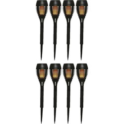 Set van 8x stuks solar tuinfakkels/tuinlampen vlam effect op zonne-energie 27 cm - Fakkels