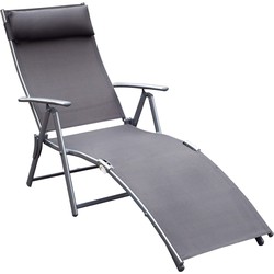 4goodz Comfortabele Zonnebed 7-standen - Textileen ligstoel - Grijs