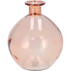 DK Design Bloemenvaas rond model - helder gekleurd glas - perzik roze - D13 x H15 cm - Vazen