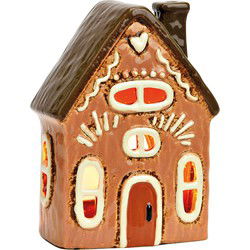 Lichthuis peperkoek van aardewerk, bruin (B/H/D) 12x17x7cm