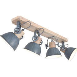 Mexlite - spot - Gearwood - grijs - metaal rubber wood - opbouwspot - E27 - 2729GR