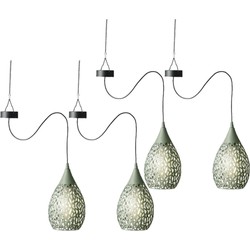 4x stuks groene solar tuinverlichting hanglamp ijzer 21 cm - Buitenverlichting