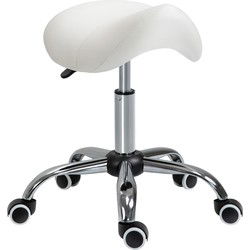 Ergonomische Zadelkruk Kunstleer Amazonekruk in Hoogte Verstelbaar 49-61 cm - Wit