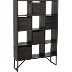 J-line - Kast Met Lades Gerecycleerd Teak Zwart - 100x30x158cm