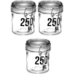 3x stuks inmaakpotten/voorraadpotten 0,25L glas met beugelsluiting - Voorraadpot