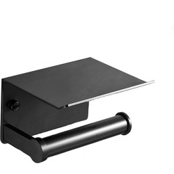 Toiletrolhouder Smart mat zwart met planchet voor smartphone