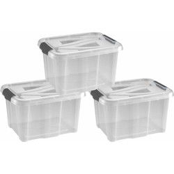 Hega Hogar opbergbox - 6x - transparant/blauw- 17 liter - 40 x 32 x 23 cm - Opbergbox