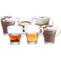 Vivalto Design Koffie/thee glazen - 6x - transparant glas - 280 ml - Koffie- en theeglazen