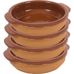 4x Terracotta tapas bakjes/schaaltjes 15 cm - Snack en tapasschalen