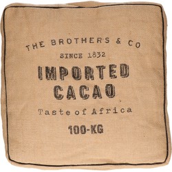 Atmosphera Vloerkussen Cacao - Jute - beige - 40 x 40 x 12 cm - vierkant - extra dik - zitkussen - Vloerkussens