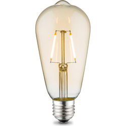Edison Vintage LED filament lichtbron Drop - Amber - ST64 Deco - Retro LED lamp - 6.4/6.4/14cm - geschikt voor E27 fitting - 2W 160lm 2700K - warm wit licht