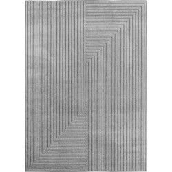Buitenkleed NOVA - Indoor & Outdoor Vloerkleed– Japandi & Scandinavisch Design – Effen - 3D-Look - Weerbestendig & UV-proof - Zilver- 120x170 CM