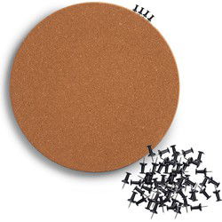 Prikbord incl. 50x punaises zwart - rond - 30 cm - kurk - Prikborden