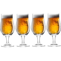EH Bierglazen op voet - 4x - glas - 370 ml - speciaal bier - bierglas - Bierglazen