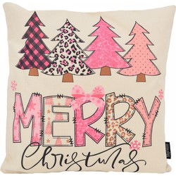 Sierkussen Merry Christmas - Pink #2 | 45 x 45 cm | Katoen/Linnen