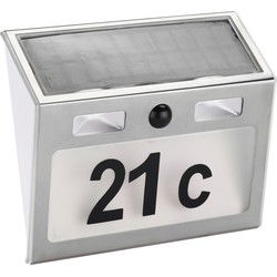 Solar huisnummer plaat - 18 cm - met licht en bewegingsmelder - led - Huisnummers