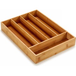 Bamboe basics houten besteklade/bak van 35.5 x 25.5 x 5 cm - Bestekbakken
