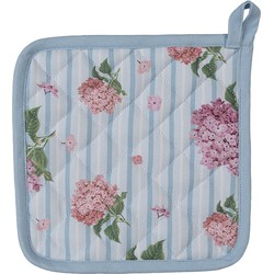 Clayre & Eef Pannenlap  16x16 cm Blauw Roze Katoen Hortensia