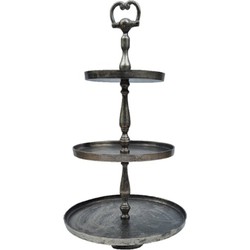 3 Laags Etagere Rond - Machu Pichu - Zlver - Grijs