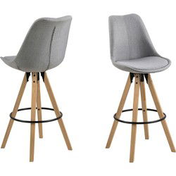 Barkruk - Lichtgrijs Stof - Zithoogte 75cm - Ljusvik - Set van 2
