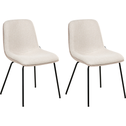 LORIDA - Eetkamerstoel set van 2 - Beige - Stof