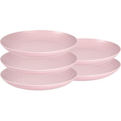 Set van 10x stuks rond kunststof borden oud roze 25 cm - Dinerborden