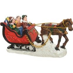 Lumineo kerstdorp figuur - slee met paard - 12 cm - Kerstdorpen