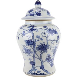 Fine Asianliving Chinese Gemberpot Blauw Wit Porselein Bloesems