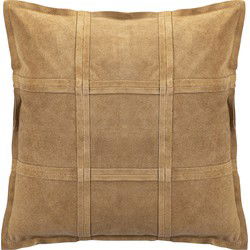 PTMD Cobie Camel Suede Leather Cushion Square S