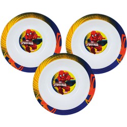 Spiderman servies bord - 3x - diep bord - kinder ontbijt bord - 16 cm - Diepe borden