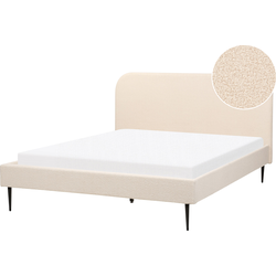 FLAYAT  - Tweepersoonsbed - Lichtbeige - 160 x 200 cm  - Bouclé