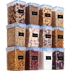 LW Collection LW Collection Voorraadpotten 12 stuks met stickers 1.6L