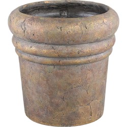 PTMD Helena Brown cement pot round gold finish XXL