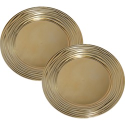 Set van 2x stuks kerstdiner onderborden rond goud glimmend 33 cm - Onderborden