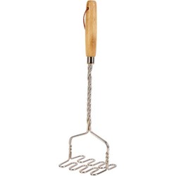 Aardappelstamper - 37 cm - RVS - houten handvat - pureestamper - Aardappelstampers