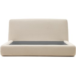 Kave Home - Martina-bed met afneembare hoes van gebroken witte schapenvacht voor matrassen van 180 x 2