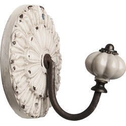 Clayre & Eef Wandhaak  10x10x10 cm Wit Metaal Rond Kapstok