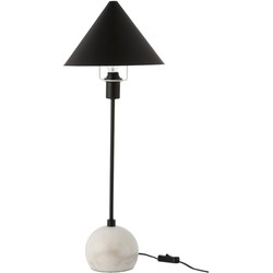  J-Line Tafellamp Kegel Lampenkap Metaal Marmer Wit - Zwart