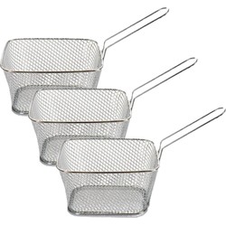 Set van 3x stuks patat/snack serveermandje/frituurmandje van ijzer 23 cm - Serveerschalen