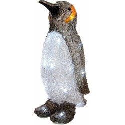 Lumineo Kerstfiguur verlicht - pinguin - LED - 17 x 17 x 33 cm - kerstverlichting figuur