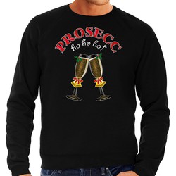 Bellatio Decorations Foute Kersttrui/sweater heren - prosecco - zwart - ho ho ho - kerstborrel M - kerst truien