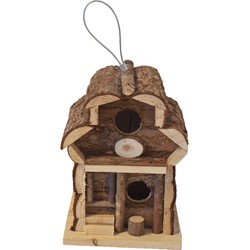 1x Broedkast vogelhuisje rond dak naturel 15 x 15 x 21,5 cm - Vogelhuisjes