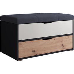 Meubella Schoenenkast Ivano - Grijs - Wit - Eiken - 85 cm